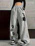 Women's Plus-Size Casual Cat Paw Print Sweatpants