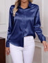 Elegant Turn-down Collar Button-front Satin Long Sleeve Women's Shirt for Daily Commute And Business Casual Wear
