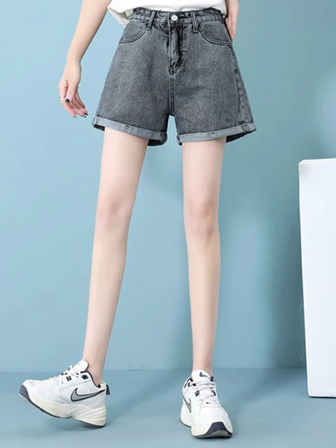 High Waist Denim Mini Shorts for Women