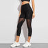Black Patchwork Mesh Leggings for Women