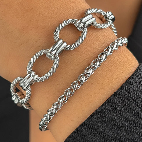 Minimalist Stainless Steel Bracelet Set for Women