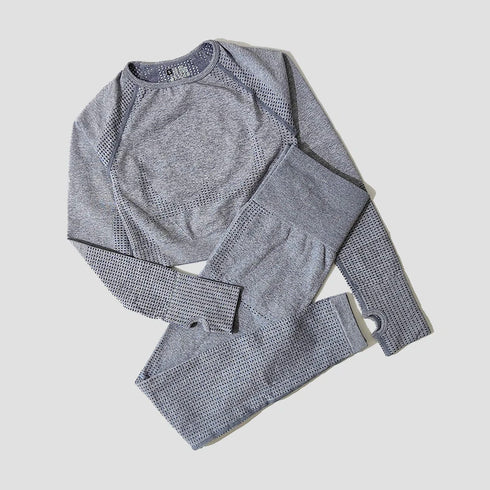 WAREBALL Women's Yoga Set - Long Sleeve Crop Top & Leggings