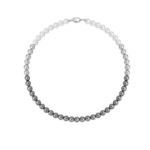 French Socialite White Gradient Grey Pearl Bead Necklace