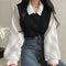 Korean Style Polo Collar Blouse for Women