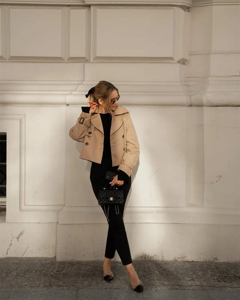 Ladies Vintage Cropped Trench Jacket