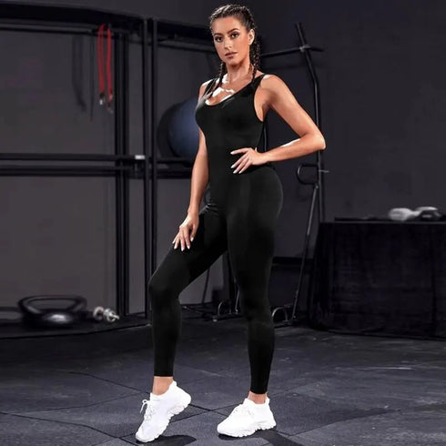 Solid Sleeveless Backless Bodycon Jumpsuit for Women