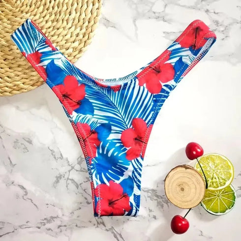 Floral Print V Shape Bikini Bottom