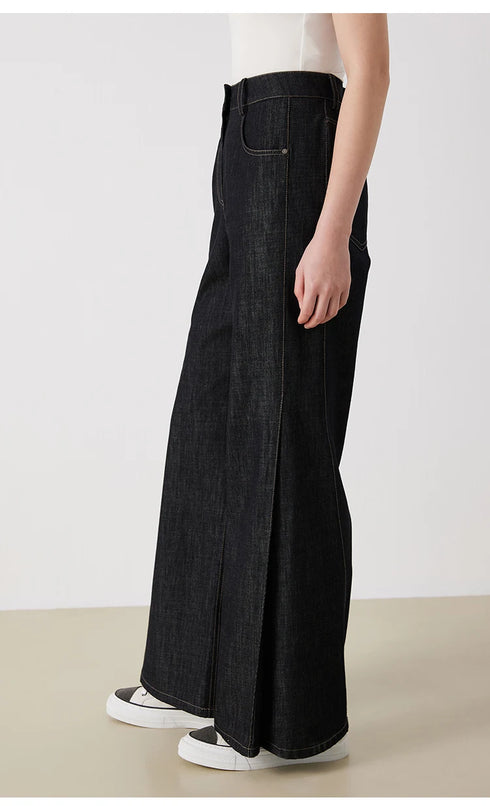 Women's High-Waisted Wide-Leg Denim Pants