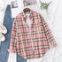 Loose Fit Cotton Plaid Shirt for Women