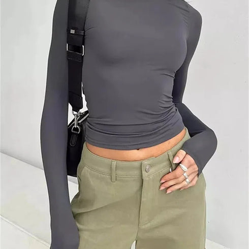 Long Sleeve Casual Crop Top for Women
