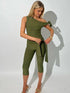 Women’s One Shoulder Sleeveless Top & Knee-Length Pants Set