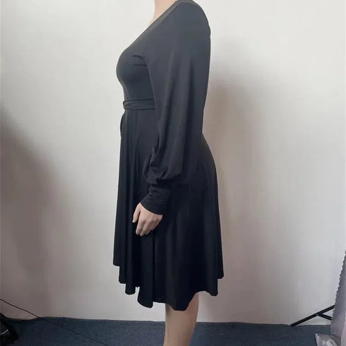 Plus Size V-Neck Casual Maxi Dress XL-5XL