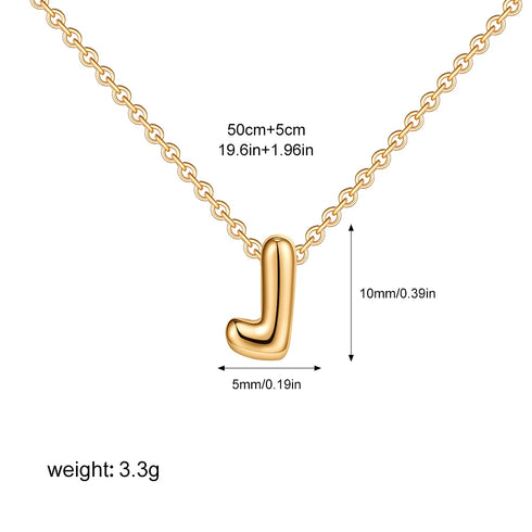 3D Bubble Initial A-Z Mini Necklace - Gold Plated