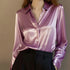 Plus Size Satin Long Sleeve Blouse for Women