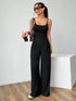 Elegant Women's Knitted Jumpsuit in Black and Grey