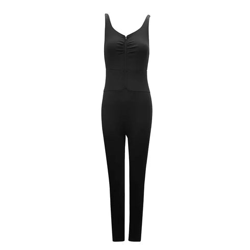 Black Backless Bodycon Jumpsuit for Women
