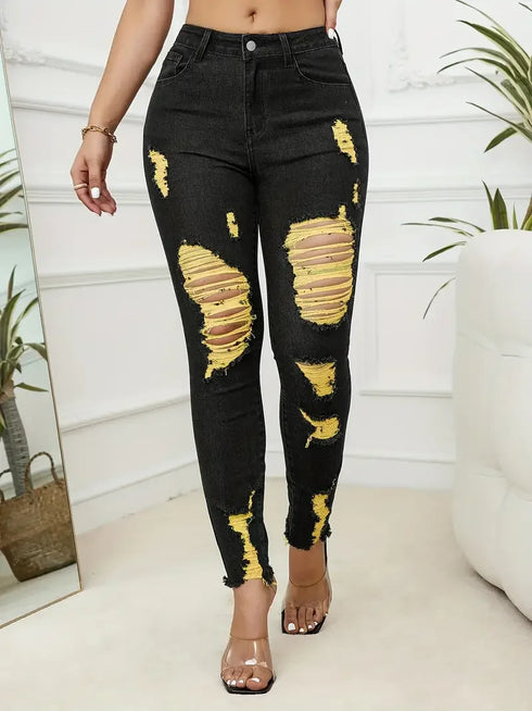 High Stretch Ripped Skinny Jeans for Women