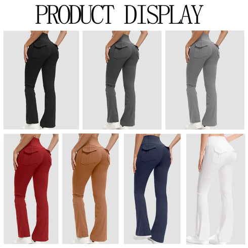 Women's High Waisted Flared Yoga Pants with Pockets