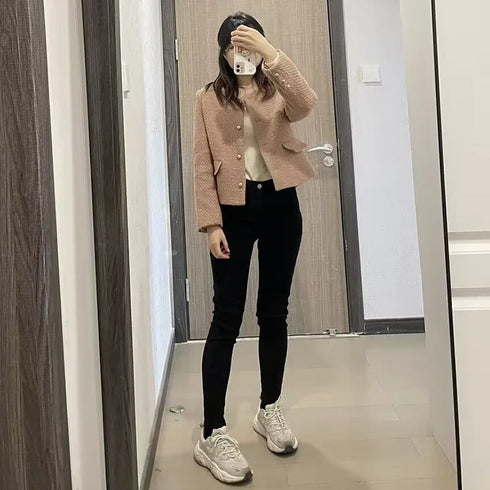 High Waist Thermal Denim Jeans for Women