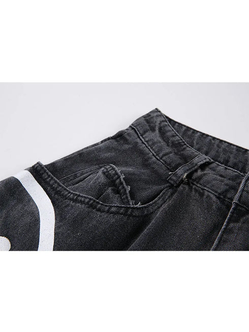 Black Loose Fit Wide Leg Denim Jeans