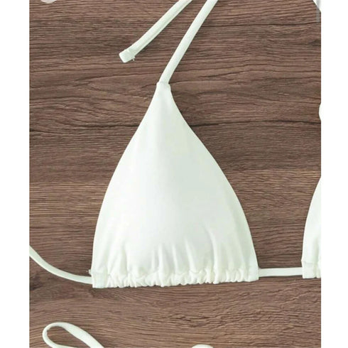 Floral Bandeau Thong Bikini Set for Women