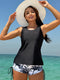 Tropical Print Black Tankini Set with Jacket
