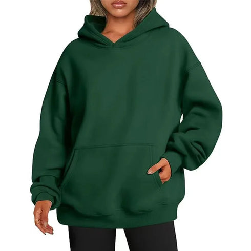 Hip Hop Solid Colour Hooded Pullover for Women