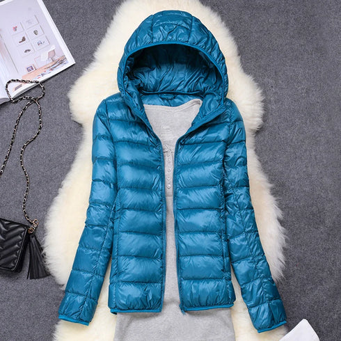 Women’s Lightweight Hooded Puffer Jacket in 15 Colours