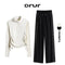 DRUR Women's 2 Piece Sweatsuit Set with Long Sleeve Top