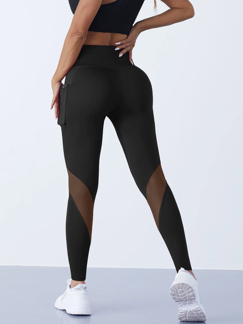 Women's High Waist Mesh Splicing Leggings