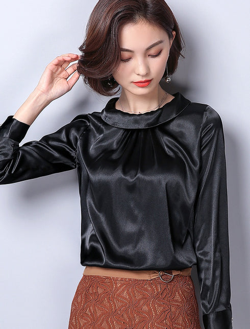 Women blusas long sleeved Slim plus size silk satin shirts office ladies work female Chiffon blouse Elegant blusa feminina