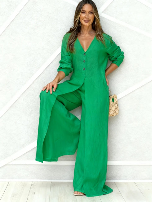 Women's High Waisted Long Sleeve Jumpsuit with Pockets