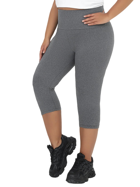 Plus Size High Waisted Tummy Control Capri Leggings