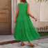 Women's Ankle-Length Pleated Sundress in Green