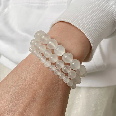 Selenite Gypsum Stone Stretch Bracelet