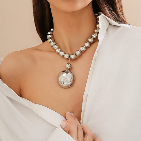 Exaggerated Goth Big Ball Bead Choker Necklace