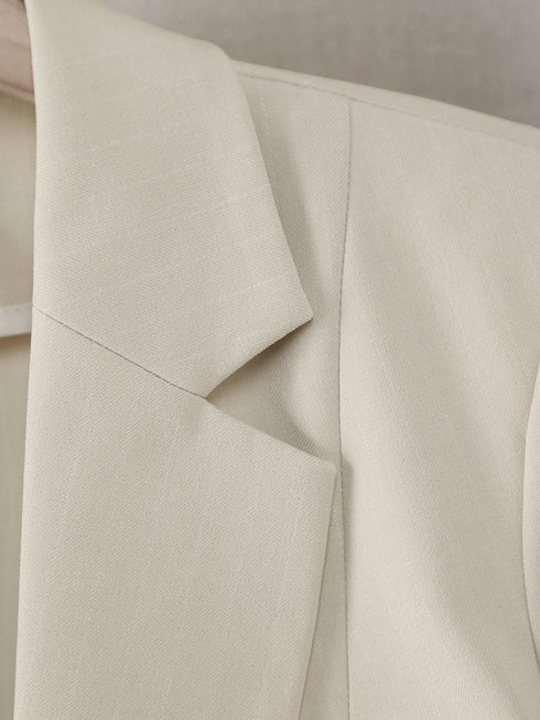 Single-Button Three-Quarter Sleeve Slim-Fit Blazer