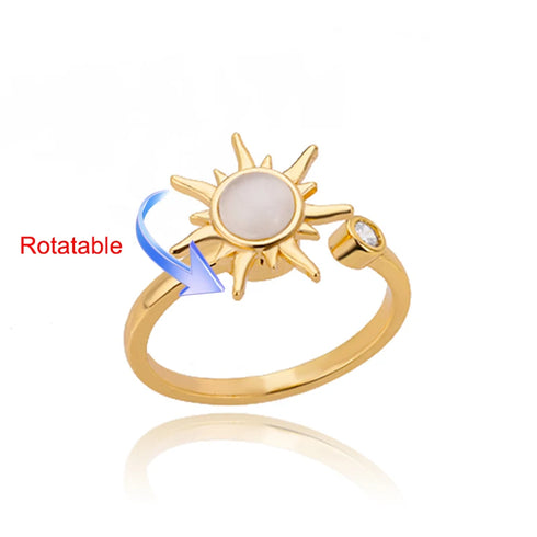 Four Clover Rotating Anxiety Ring - Adjustable Gold