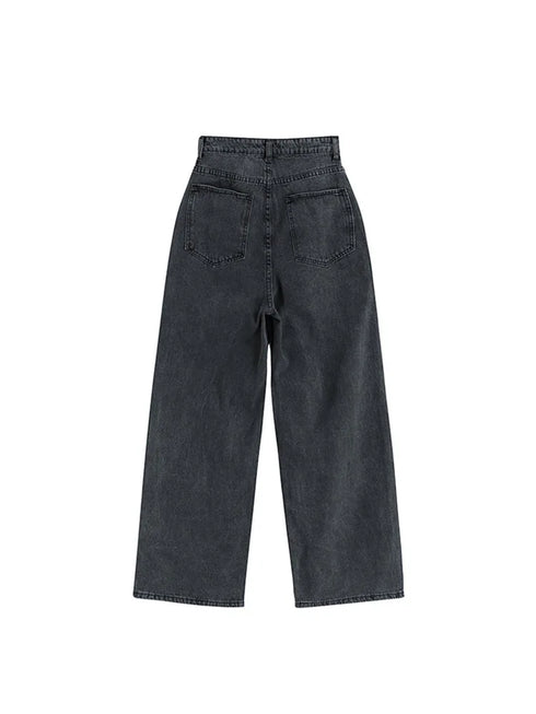 Black Loose Fit Wide Leg Denim Jeans