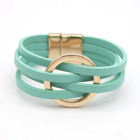 Leather Bracelets For Women Fashion Multilayer Wrap Jewelry