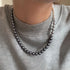 French Socialite White Gradient Grey Pearl Bead Necklace