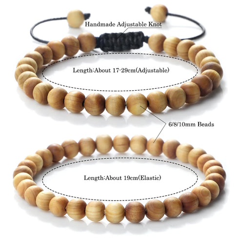 High Quality Cliff Cypress Wooden Beads Bracelets for Meditation and Yoga 10mm Handmade Stretch Jewelry