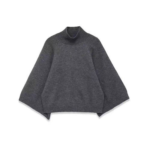 Casual Knitted Oversized Sweater with Mock Neck