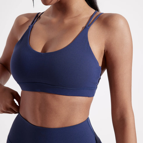 Solid Colour Cross Back Sport Bra for Women
