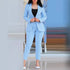 Notched Neck Blazer & High Waist Pants Set for Women