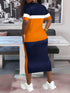 Summer Women's Striped Half Skirt Set