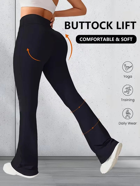 Women's High-Waisted Crossover Flare Yoga Pants