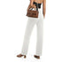 High Waist Straight Leg Jeans in White Beige