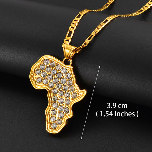 Anniyo Africa Map Pendant Necklace - Silver & Gold