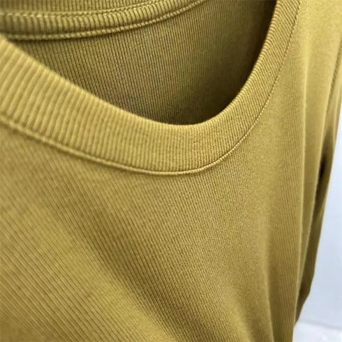 Slim Fit O-Neck Long Sleeve Top for Women